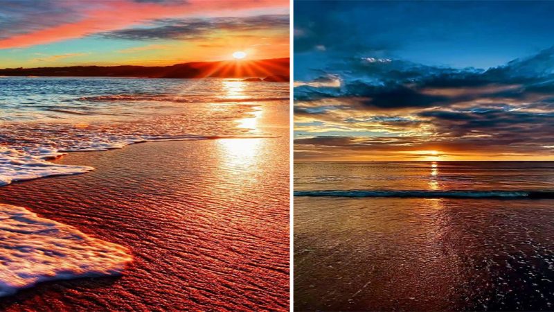 Vibrant Beach Sunrise: A Brilliant Vacation Destination with Colorful Delights