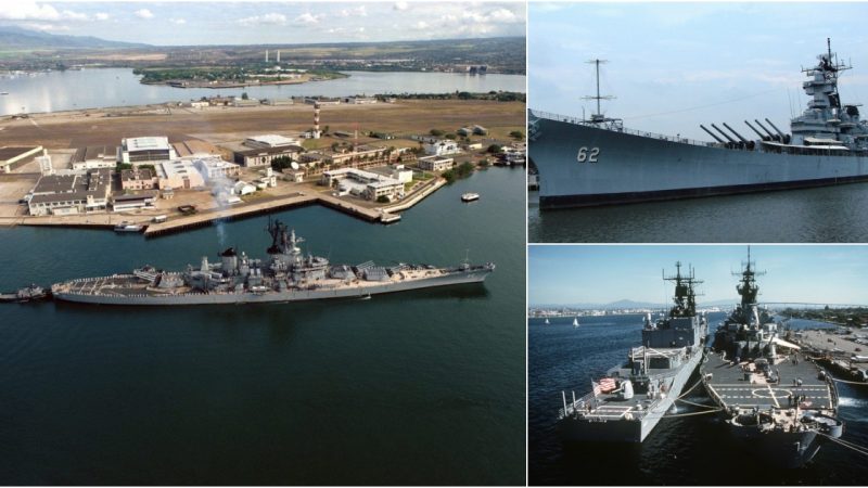 USS NEW JERSEY (BB 62): Majestic Starboard View of the Legendary Battleship at Pearl Harbor, 1986