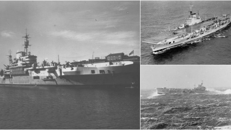 HMS Indefatigable (R10) Battling Through the Bay of Biscay in March 1954: Final Mediterranean Fleet Deployment Before Decommissioning