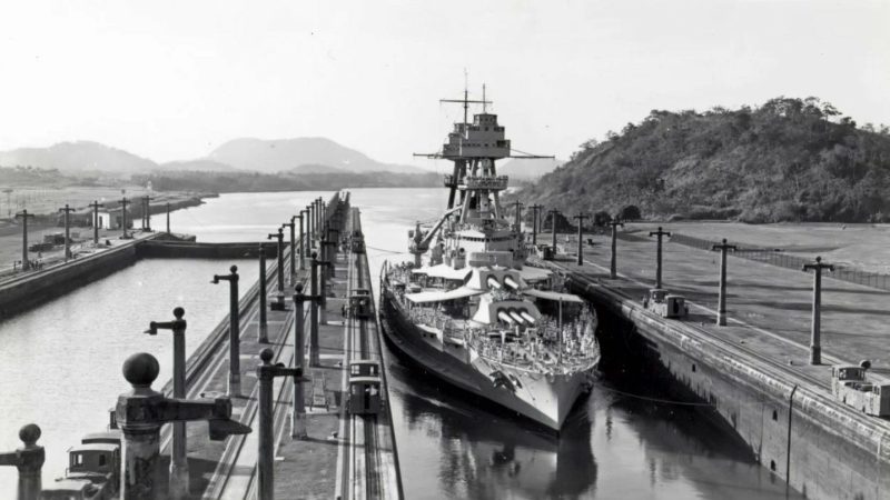 USS Oklahoma BB-37 Passing Through Panama